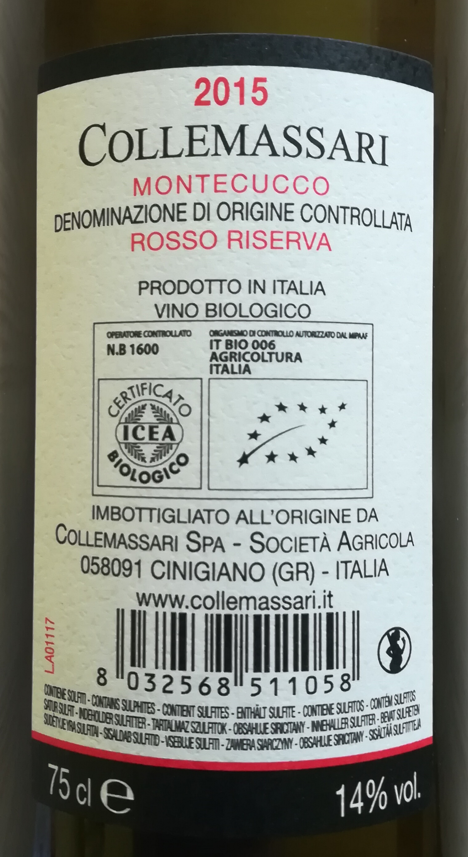 Collemassari Montecucco Riserva 2015