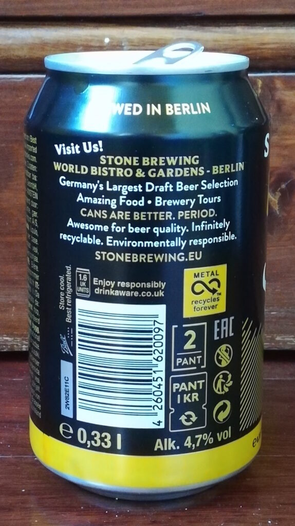 Recensione della birra Go To IPA del birrificio Stone Brewing degli USA, con sede anche a Berlino dove questa lattina da session è stata prodotta.